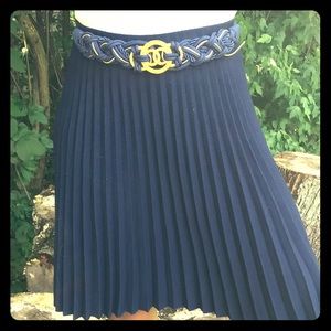 90s St. John Navy Pleated Knit Skirt